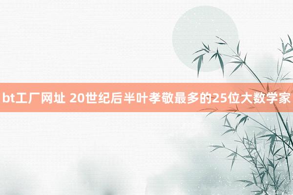bt工厂网址 20世纪后半叶孝敬最多的25位大数学家